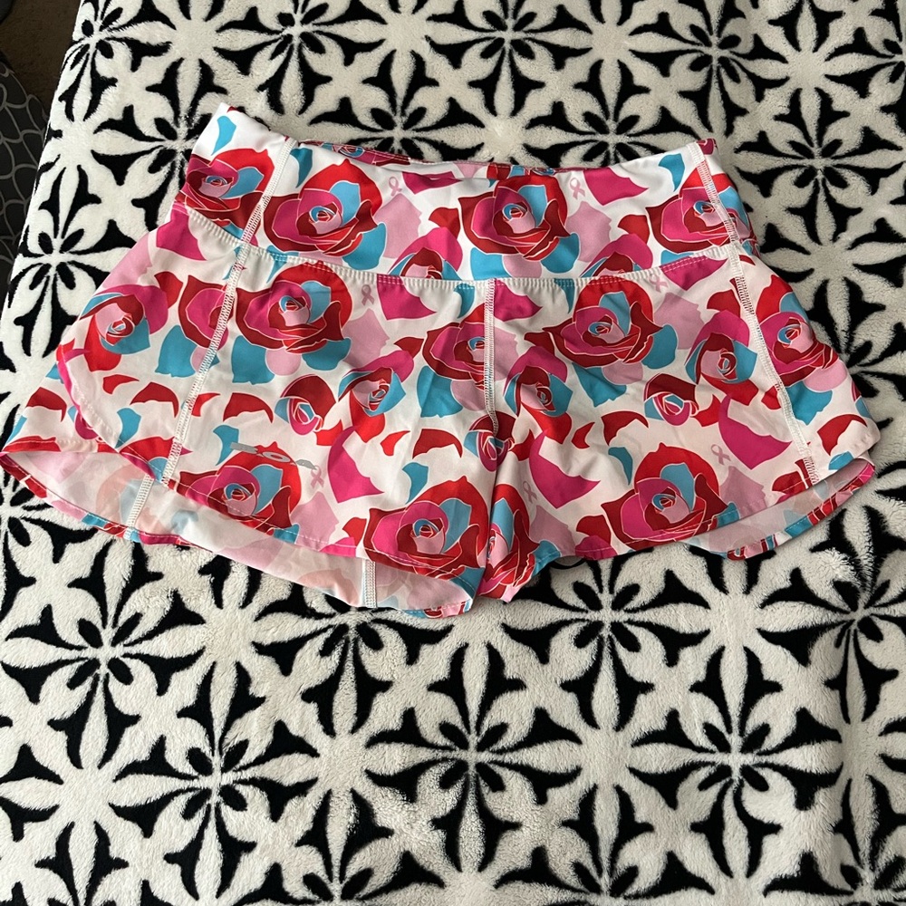 Boa Floral Athletic Shorts in Pink and Blue